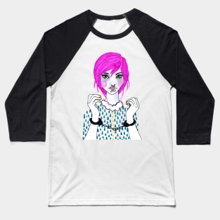 Pink Hair Girl Baseball T-Shirt